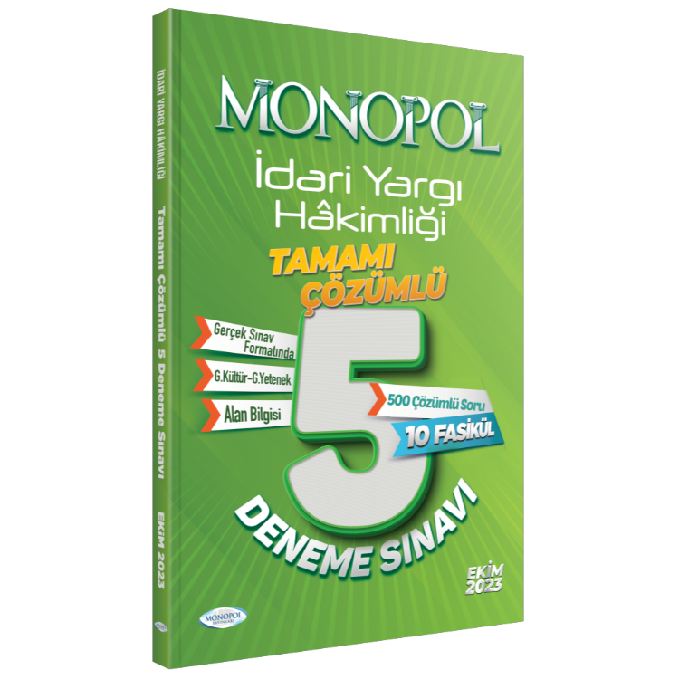 2023 İdari Yargı Hâkimliği Çözümlü 5 Deneme Sınavı Monopol Yayınları