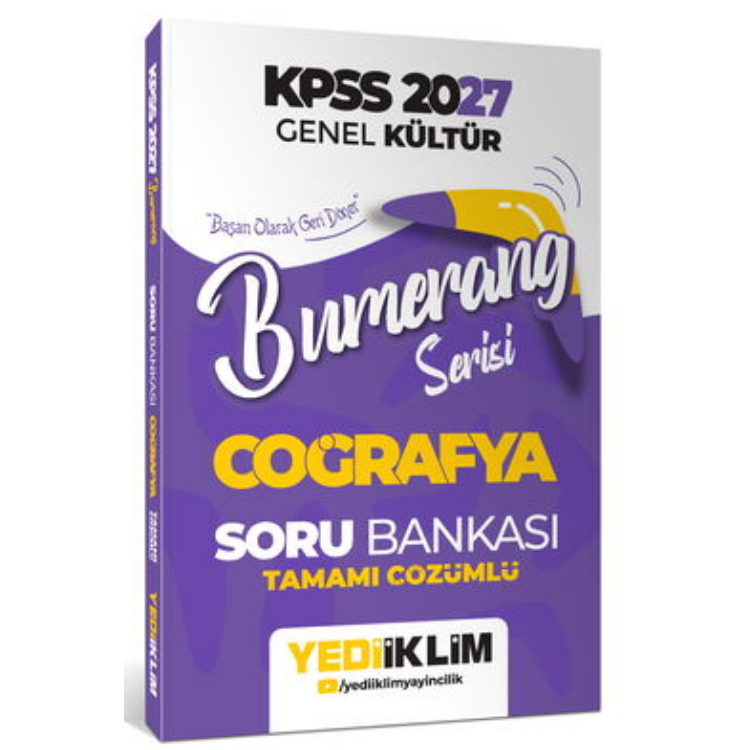 2027 KPSS Genel Kültür Bumerang Serisi Coğrafya Tamamı Çözümlü Soru Bankası-Yediiklim Yayınları