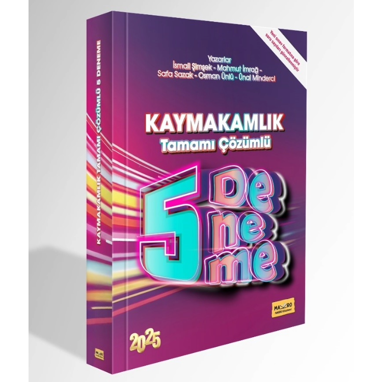 Kaymakamlık Sınavına Hazırlık Tamamı Çözümlü 5 Deneme 2025 Makro Kitabevi