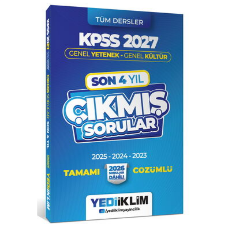 2027 KPSS Genel Yetenek Genel Kültür Son 4 Yıl Tamamı Çözümlü Çıkmış Sorular-Yediiklim Yayınları