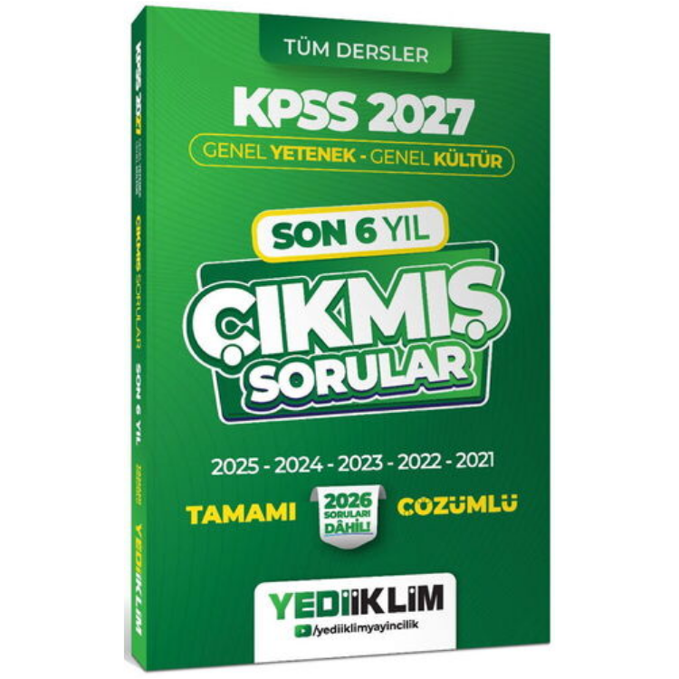 2027 KPSS Genel Yetenek Genel Kültür Son 6 Yıl Tamamı Çözümlü Çıkmış Sorular-Yediiklim Yayınları