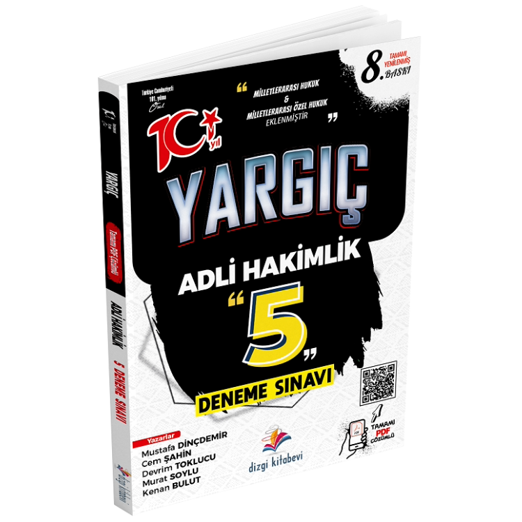Dizgi Kitap 2025 Yargıç Adli Hakimlik Tamamı Yenilenmiş PDF Çözümlü 5 Deneme 8. Baskı Dizgi Kitap Yayınları