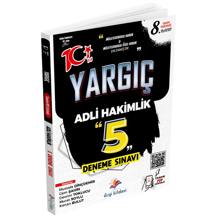 Dizgi Kitap 2025 Yargıç Adli Hakimlik Tamamı Yenilenmiş PDF Çözümlü 5 Deneme 8. Baskı Dizgi Kitap Yayınları