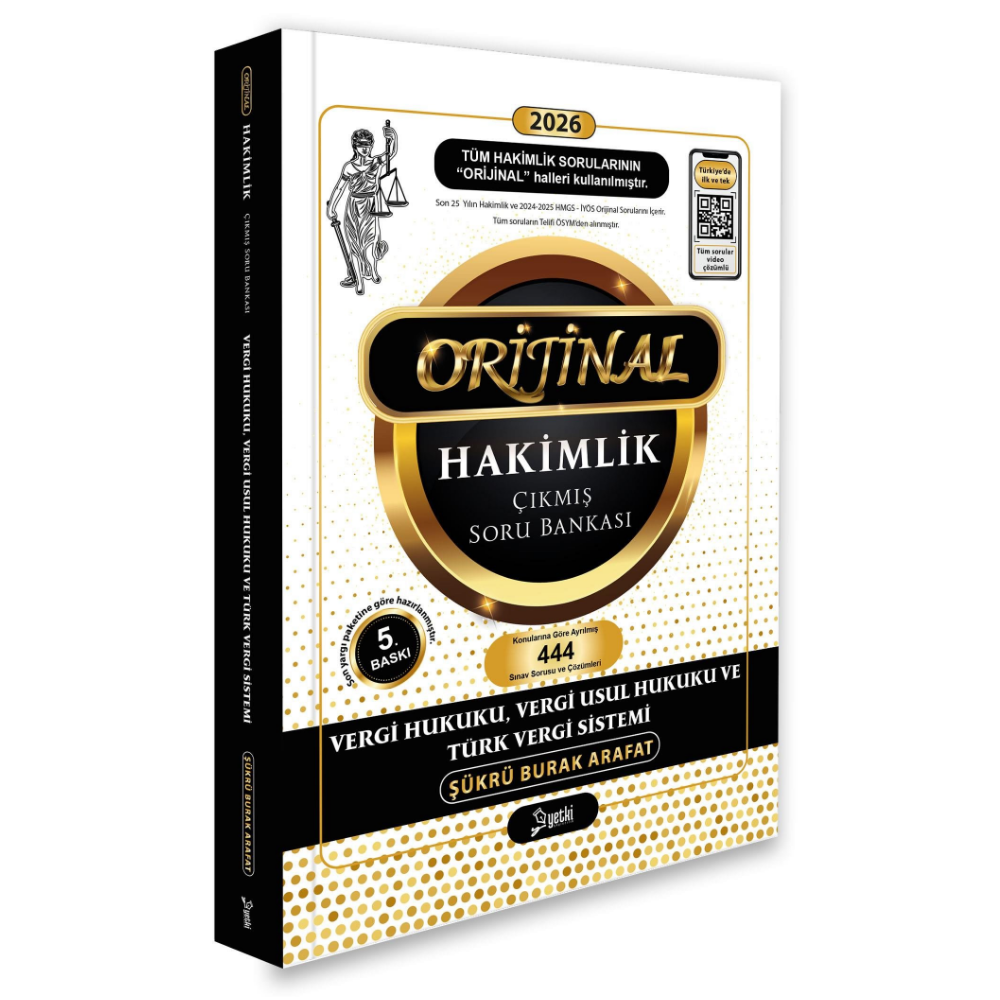 Orijinal Vergi Hukuku, Vergi Usul Hukuku ve Türk Vergi Sistemi Hakimlik Çıkmış Soru Bankası 2026- Yetki Yayınları