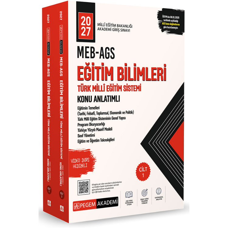 2027 MEB-AGS Eğitim Bilimleri ve Türk Millî Eğitim Sistemi Konu Anlatımlı (2 Cilt)-Pegem Yayınları
