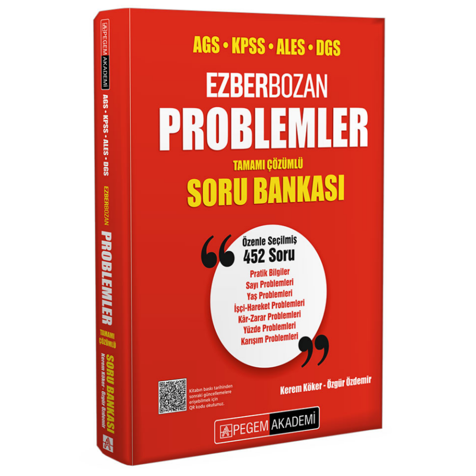 AGS KPSS ALES DGS Ezberbozan Problemler Tamamı Çözümlü Soru Bankası Pegem Yayınları