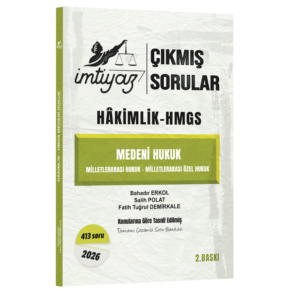 2026 Hakimlik HMGS Medeni Hukuk, Milletlerarası Hukuk ve Özel Hukuk Çıkmış Sorular Çözümlü- İmtiyaz Yayıncılık