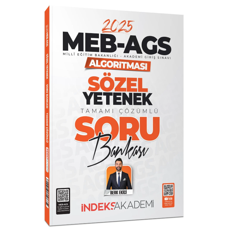 2025 MEB-AGS Algoritması Sözel Yetenek Soru Bankası Çözümlü - Berk Ekici İndeks Akademi Yayıncılık