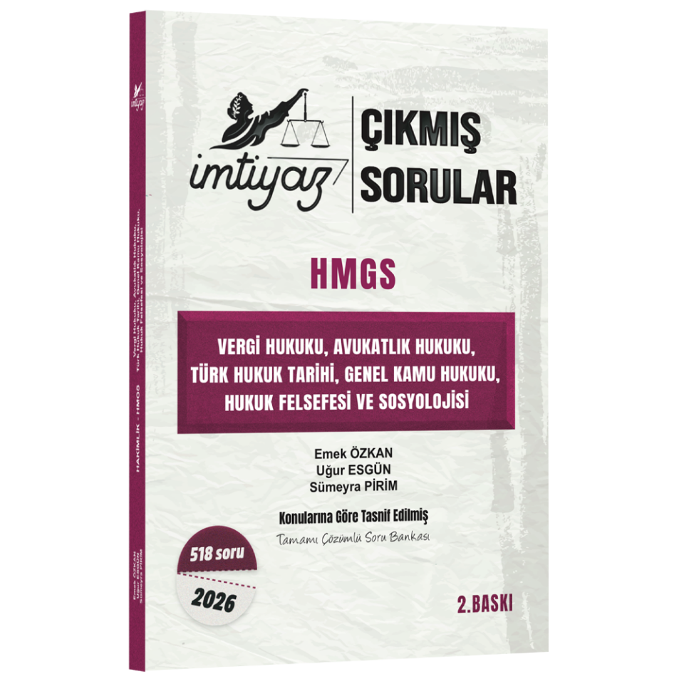 Vergi Hukuku, Avukatlık Hukuku, Türk Hukuku Tarihi, Genel Kamu Hukuku, Hukuk Felsefesi Ve Sosyolojisi Çıkmış Sorular 2026- İmtiyaz Yayıncılık