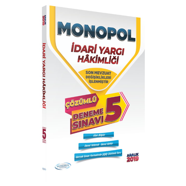 2019 İdari Yargı Hakimliği Tamamı Çözümlü 5 Deneme Sınavı (İadesizdir) Monopol Yayınları