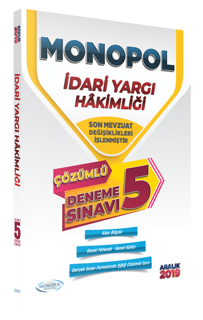 2019 İdari Yargı Hakimliği Tamamı Çözümlü 5 Deneme Sınavı (İadesizdir) Monopol Yayınları