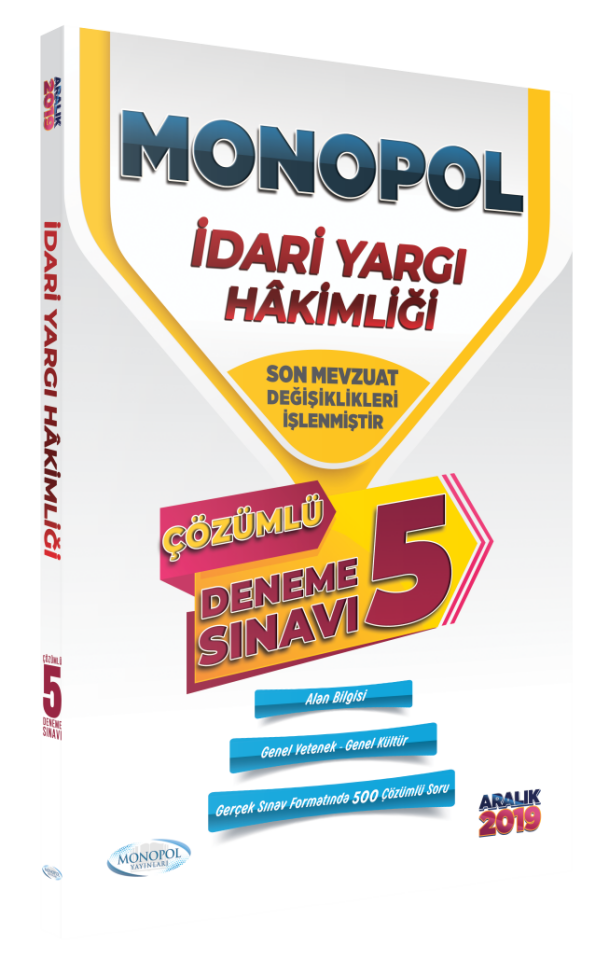 2019 İdari Yargı Hakimliği Tamamı Çözümlü 5 Deneme Sınavı (İadesizdir) Monopol Yayınları