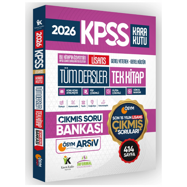 2026 FULL LİSANS KPSS ÖSYM Tüm Dersler Tek Kitap Soru Bankası Son 15 Yıl Çözümlü (Sadece Lisans) İnformal Yayınları