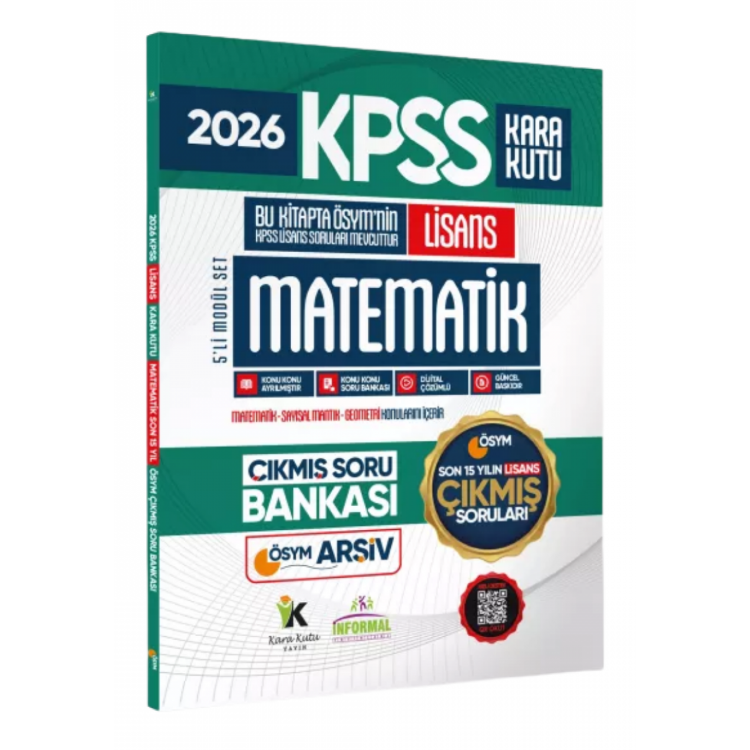 2026 FULL Lisans KPSS Lisans Matematik Kara Kutu ÖSYM Çıkmış Soru Bankası Son 15 Yıl (Sadece Lisans) İnformal Yayınları