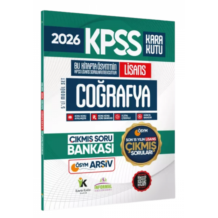 2026 FULL Lisans KPSS Lisans Coğrafya Kara Kutu ÖSYM Çıkmış Soru Bankası Son 15 Yıl (Sadece Lisans) İnformal Yayınları