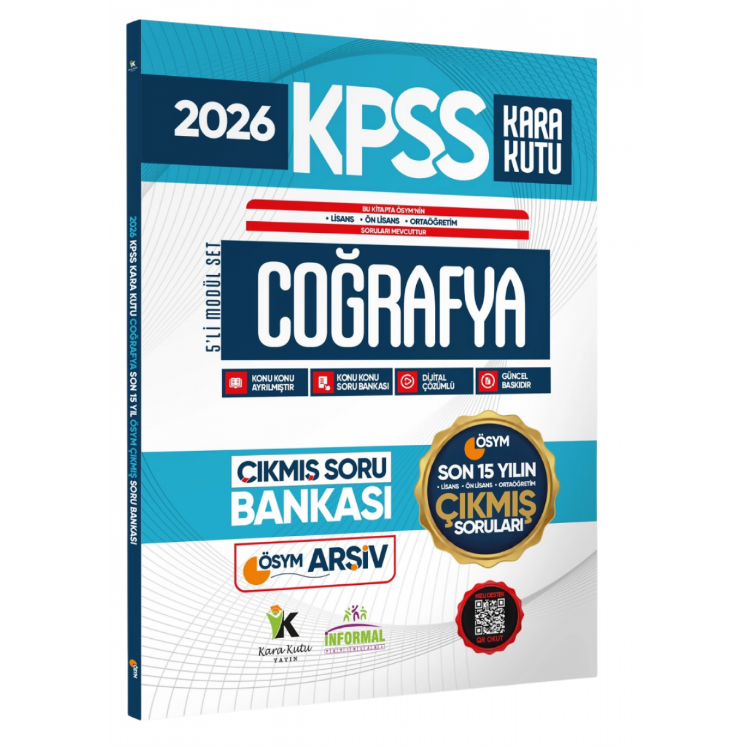 2026 FULL KPSS Lisans-Önlisans-Ortaöğretim Coğrafya’nın Kara Kutusu ÖSYM Çıkmış Soru Bankası Son 15 Yıl İnformal Yayınları
