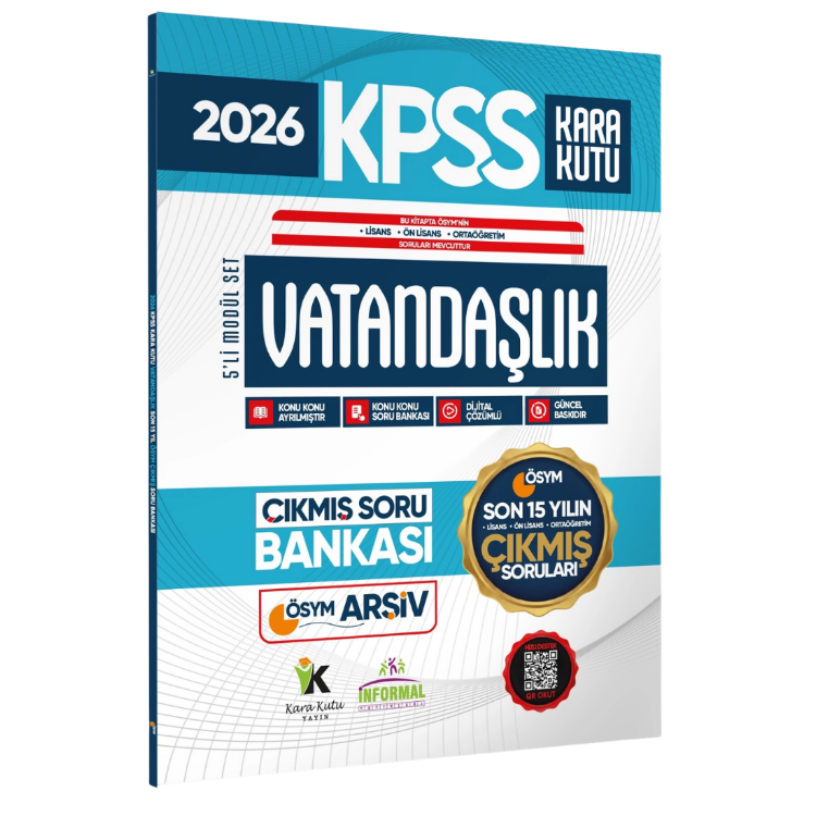 2026 FULL KPSS Lisans -Önlisans-Ortaöğretim Vatandaşlık Kara Kutu ÖSYM Çıkmış Soru Bankası Son 15 Yıl İnformal Yayınları
