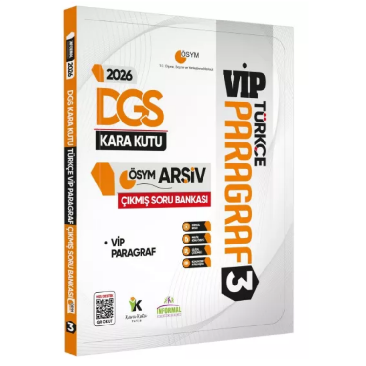 2026 DGS Türkçenin Kara Kutusu PARAGRAF 3 VİP ÖSYM Çıkmış Soru Havuzu Bankası Dijital Çözümlü İnformal Yayınları