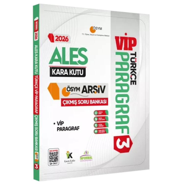 2026 ALES Türkçenin Kara Kutusu PARAGRAF 3 VİP ÖSYM Çıkmış Soru Havuzu Bankası Dijital Çözümlü İnformal Yayınları