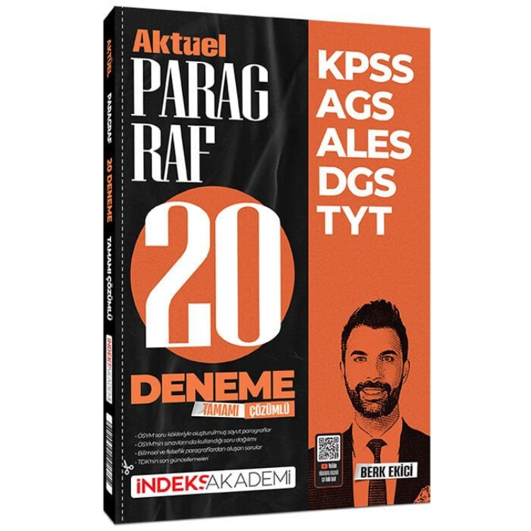 KPSS MEB-AGS ALES DGS TYT Aktüel Paragraf 20 Deneme Çözümlü - Berk Ekici İndeks Akademi Yayıncılık