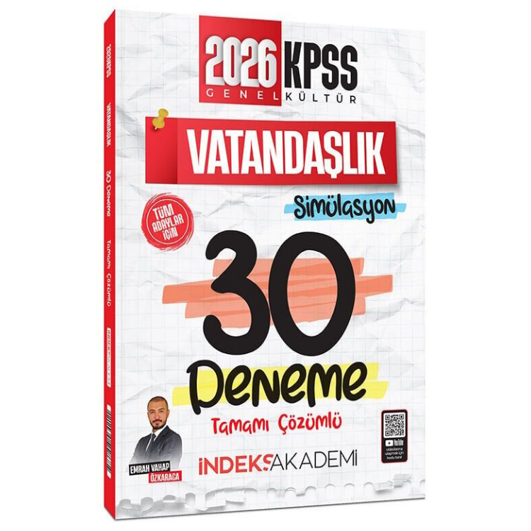 2026 KPSS Vatandaşlık Simülasyon 30 Deneme Çözümlü - Emrah Vahap Özkaraca İndeks Akademi Yayıncılık