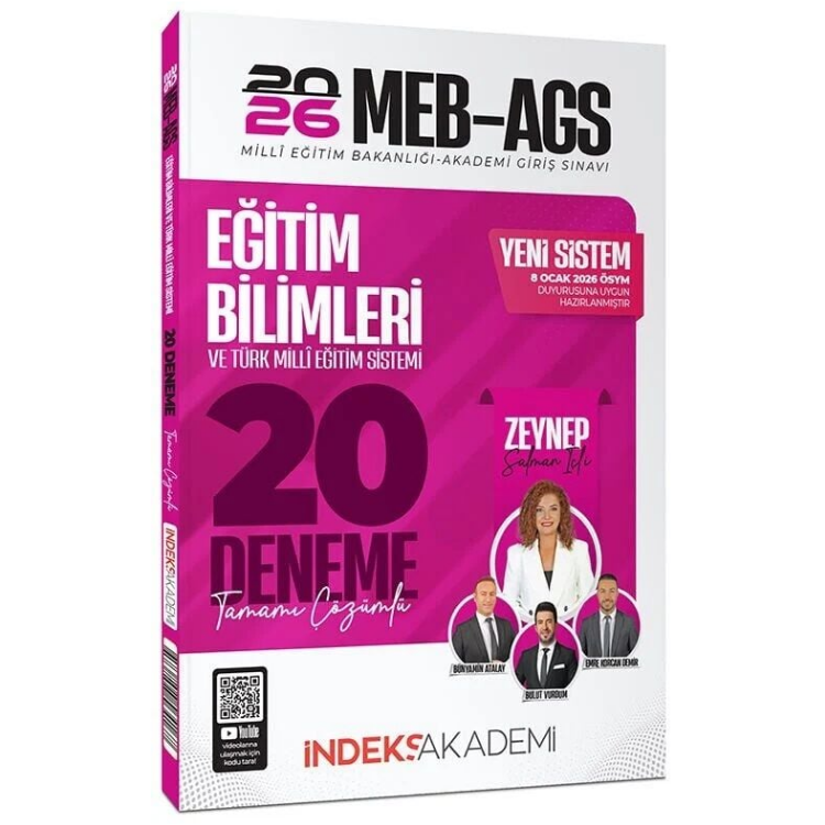 2026 MEB-AGS Eğitim Bilimleri ve Türk Milli Eğitim Sistemi 20 Deneme Çözümlü - Zeynep Salman İçli İndeks Akademi Yayıncılık