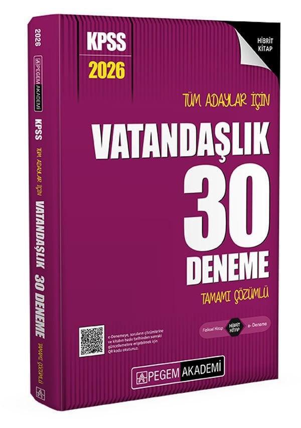 2026 KPSS Tüm Adaylar İçin Vatandaşlık 30 Deneme Tamamı Çözümlü Pegem Yayınları