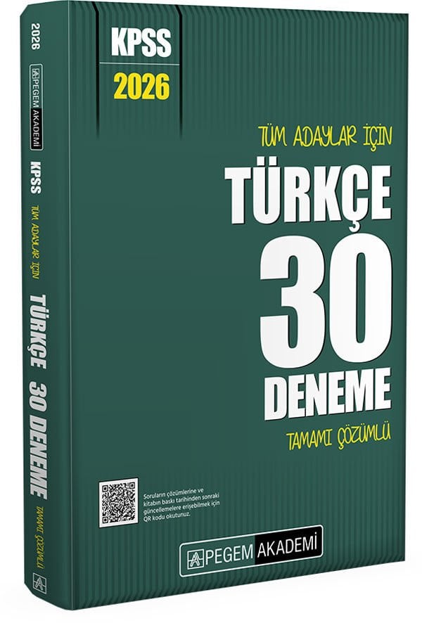 2026 KPSS Tüm Adaylar İçin Türkçe 30 Deneme Tamamı Çözümlü Pegem Yayınları