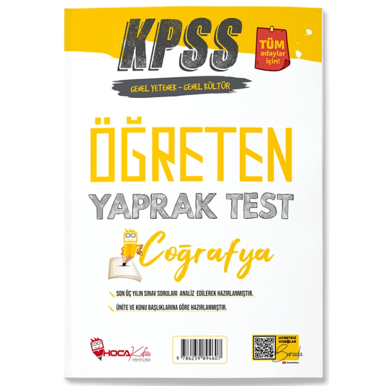 KPSS Coğrafya Öğreten Yaprak Test Hoca Kafası Yayınları