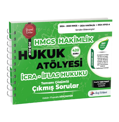 Hukuk Atölyesi Hakimlik HMGS Hukuk Mesleklerine Giriş Sınavı İcra İflas Hukuku Tamamı Çözümlü Çıkmış Sorular Mustafa Dinçdemir Dizgi Kitap Yayınları