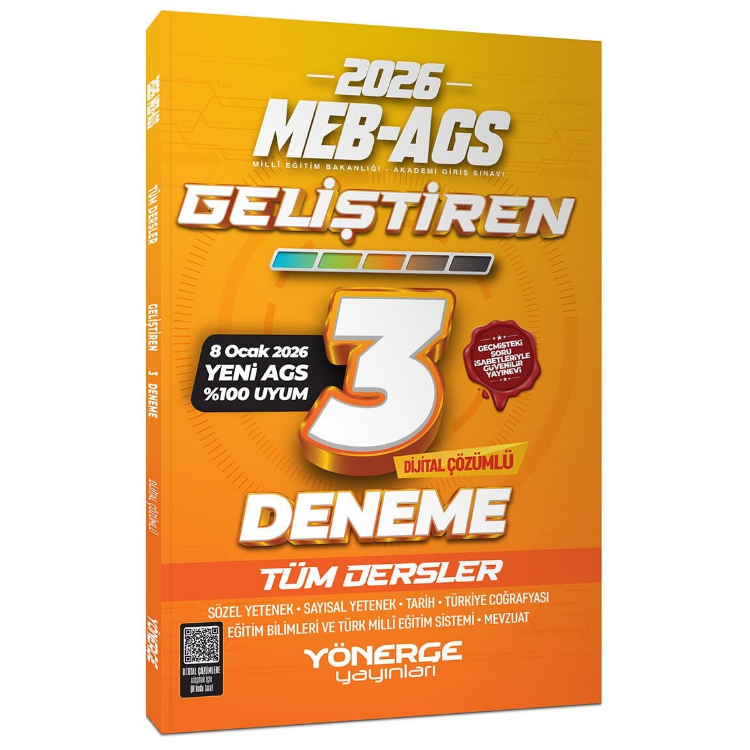 2026 MEB-AGS Tüm Dersler Geliştiren 3 Deneme Çözümlü Yönerge Yayınları