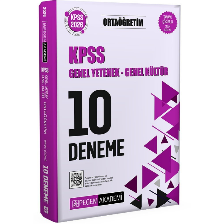 2026 KPSS Genel Yetenek Genel Kültür Ortaöğretim Tamamı Çözümlü 10 Deneme Pegem Yayınları