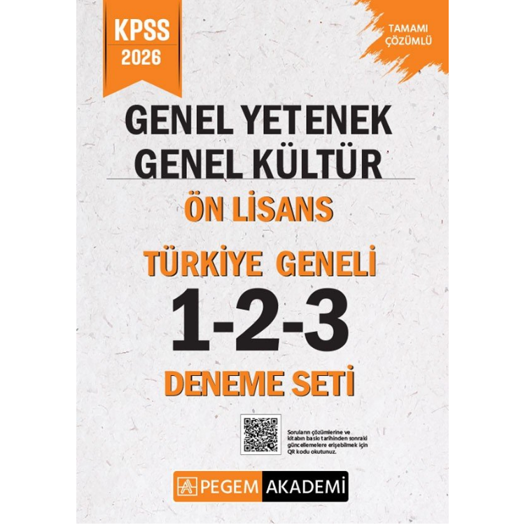 2026 KPSS Genel Yetenek Genel Kültür Lise-Ön Lisans Tamamı Çözümlü Türkiye Geneli 1-2-3 (3'lü Deneme Seti) Pegem Yayınları