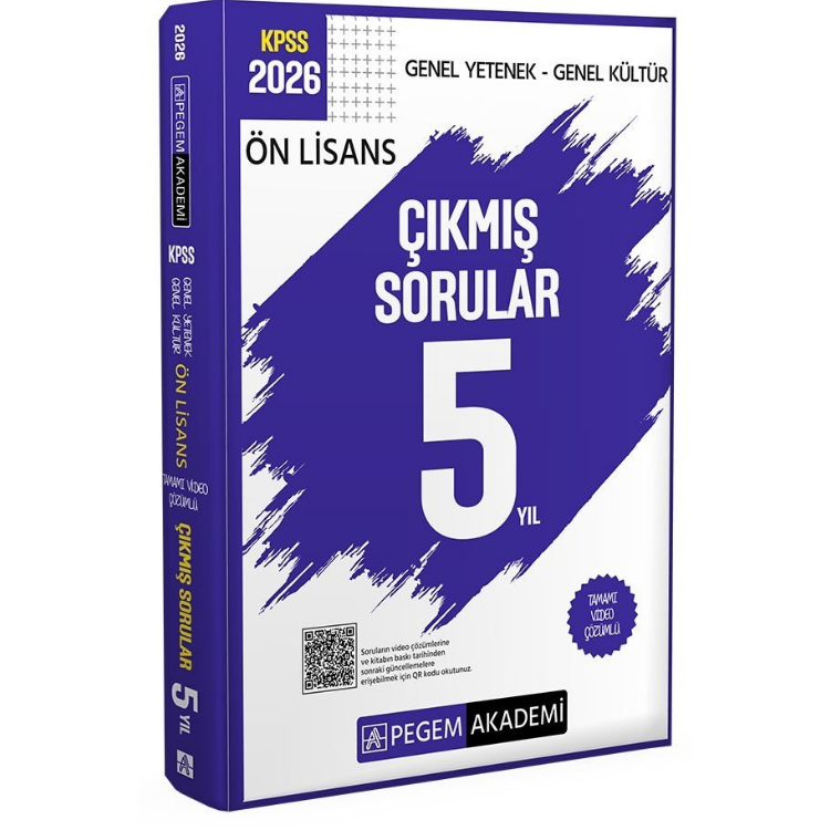2026 KPSS Ön Lisans Genel Yetenek Genel Kültür Tamamı Video Çözümlü Çıkmış Sorular 5 Yıl Pegem Yayınları