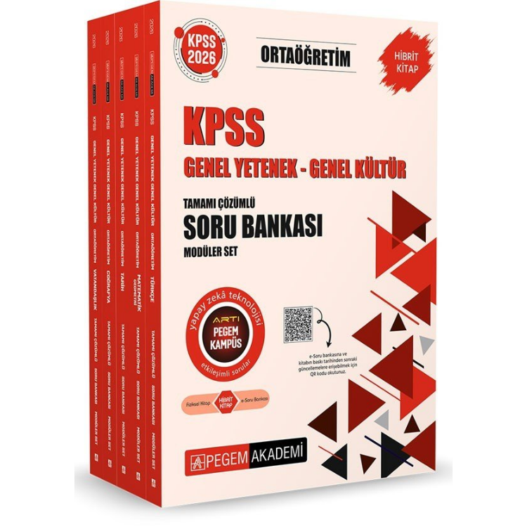 2026 KPSS Ortaöğretim Soru Bankası Modüler Set Genel Yetenek Genel Kültür Tamamı Çözümlü (5 Kitap) Pegem Yayınları