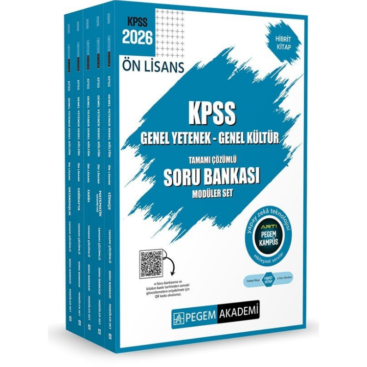2026 KPSS Ön Lisans Soru Bankası Modüler Set Genel Yetenek Genel Kültür Tamamı Çözümlü (5 Kitap) Pegem Yayınları