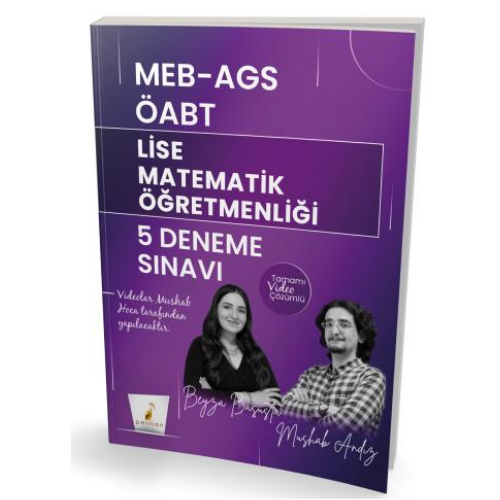 MEB - AGS ÖABT Lise Matematik Öğretmenliği 5 Deneme Sınavı Tamamı Video Çözümlü Pelikan Yayınları