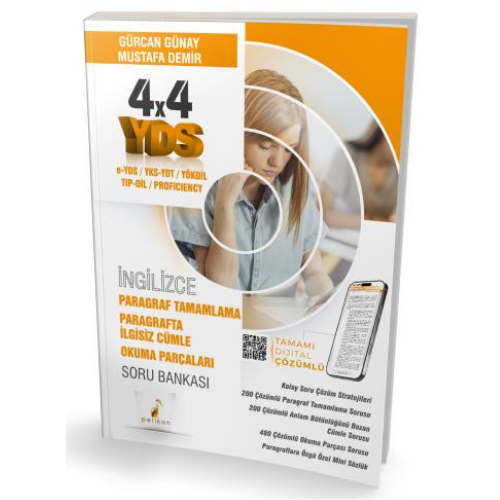 YDS İngilizce 4x4 Paragraf Tamamlama Paragrafta İlgisiz Cümle Okuma Parçaları Soru Bankası Pelikan Yayınevi