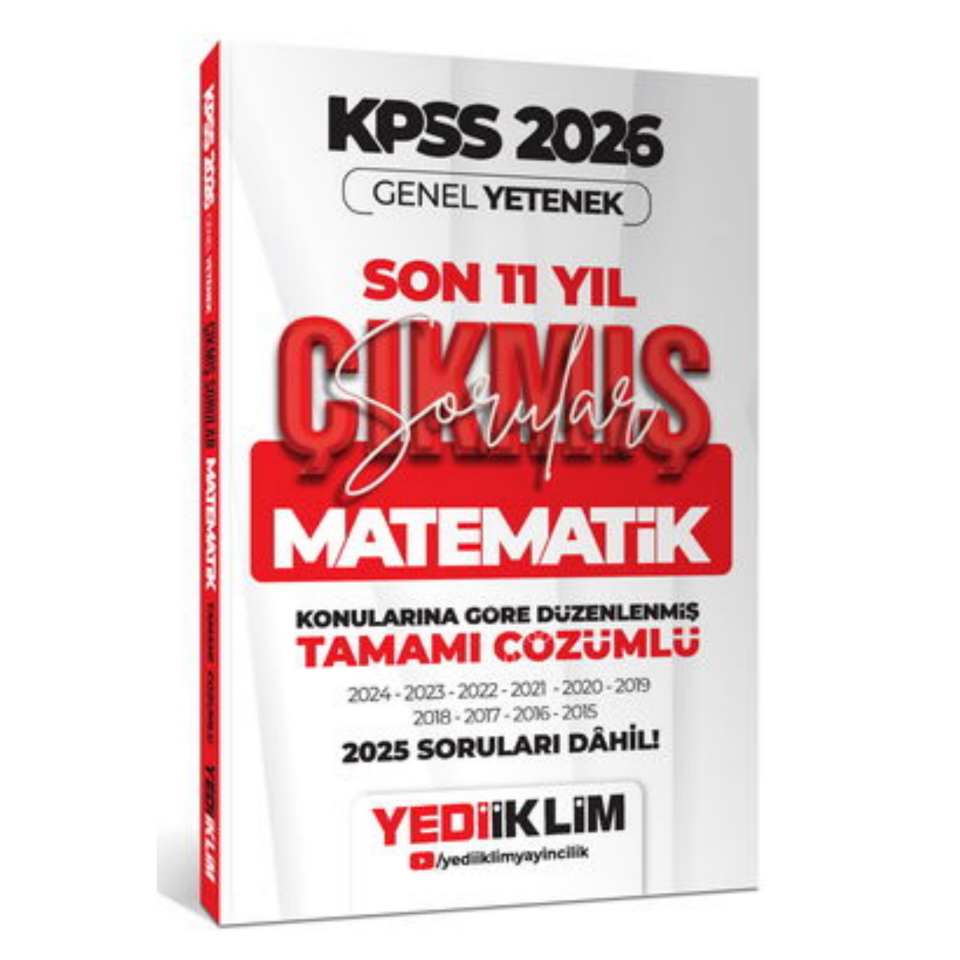 2026 KPSS Genel Yetenek Matematik Konularına Göre Tamamı Çözümlü Son 11 Yıl Çıkmış Sorular- Yediiklim Yayınları