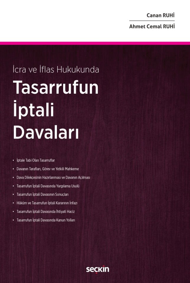 İcra ve İflas Hukukunda Tasarrufun İptali Davaları Seçkin Yayıncılık