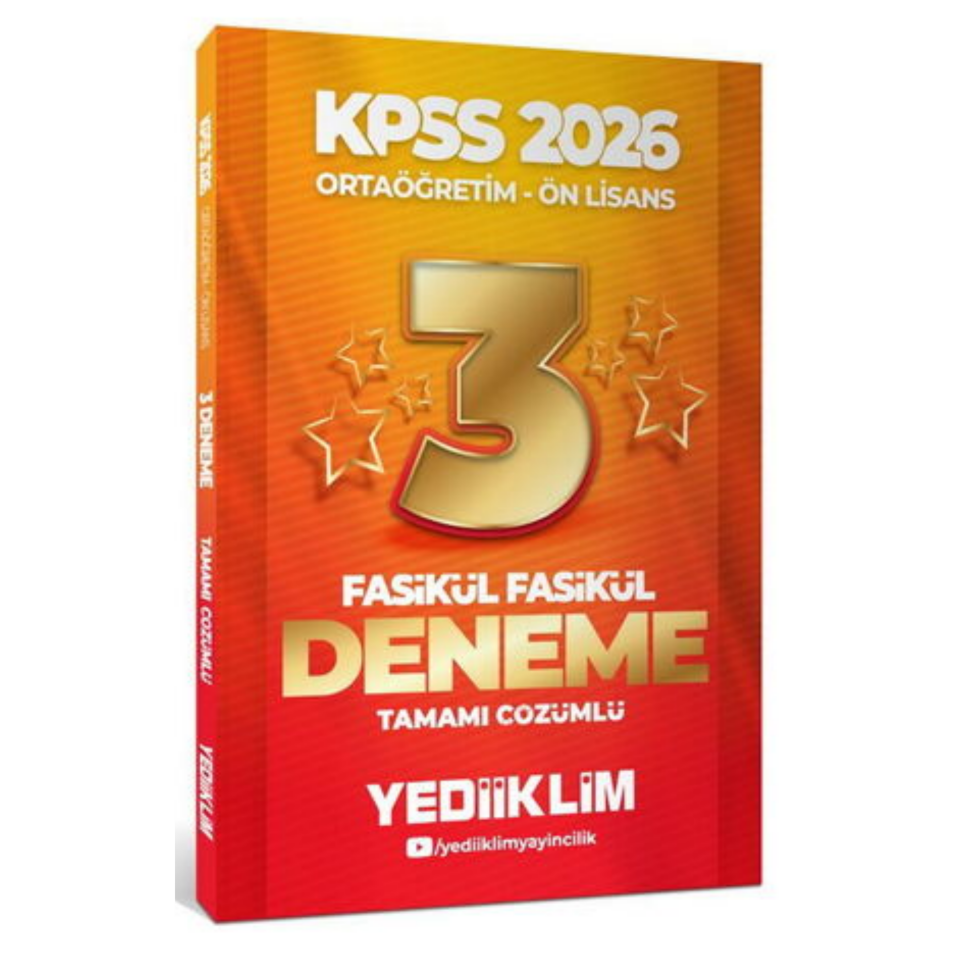 2026 Kpss Ortaöğretim-Önlisans Genel Yetenek Genel Kültür Tamamı Çözümlü 3 Yıldız Fasikül Deneme-Yediiklim Yayınları