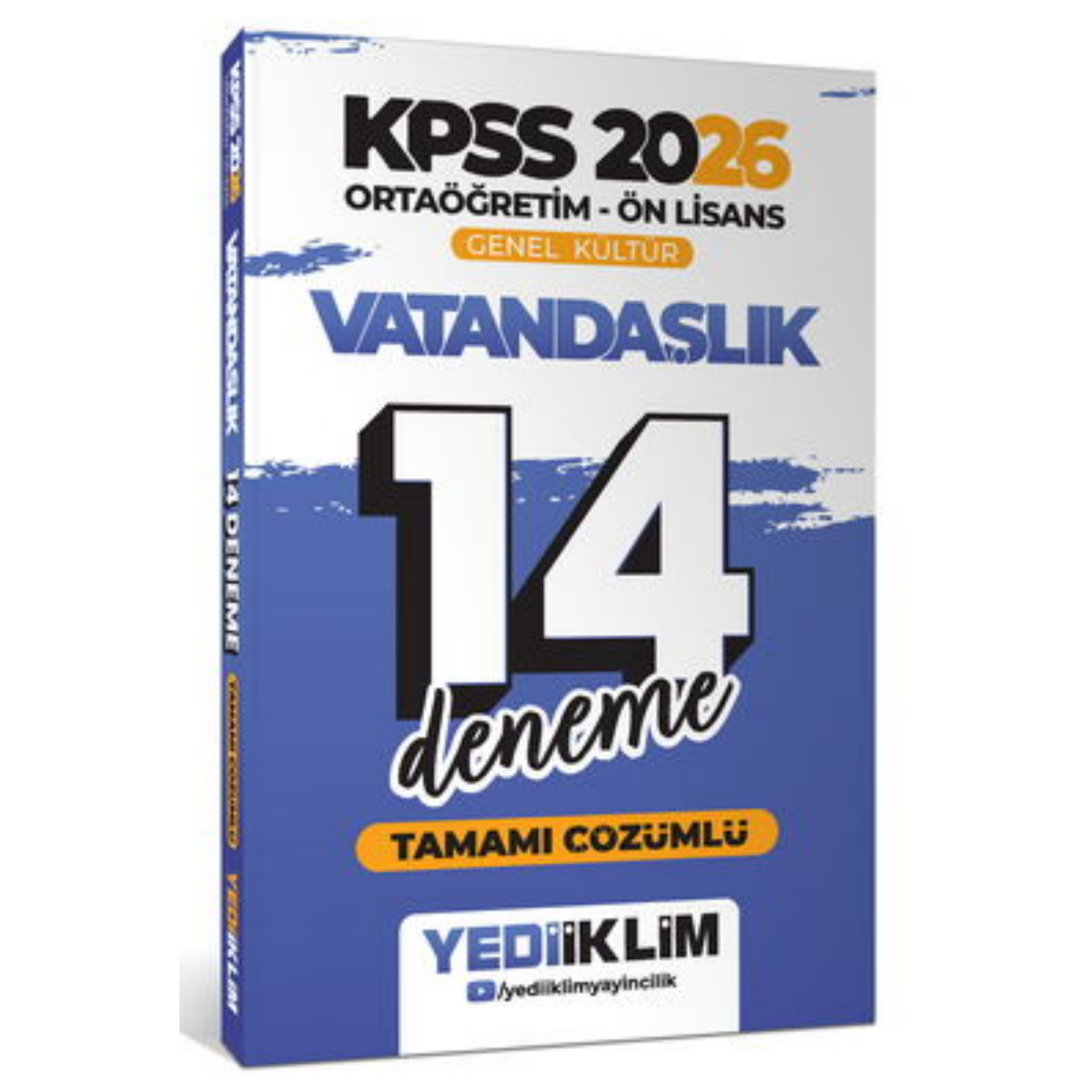2026 KPSS Ortaöğretim Ön Lisans Genel Kültür Vatandaşlık Tamamı Çözümlü 14 Deneme-Yediiklim Yayınları