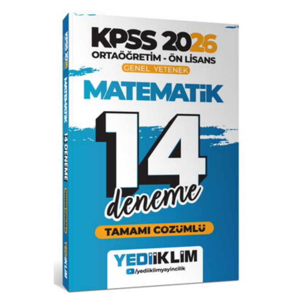 2026 KPSS Ortaöğretim Ön Lisans Genel Yetenek Matematik Tamamı Çözümlü 14 Deneme-Yediiklim Yayınları