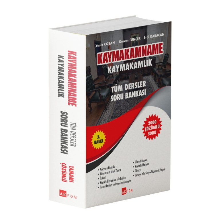 KAYMAKAMNAME Kaymakamlık Soru Bankası Çözümlü 3. Baskı - Yasin Çoban Akfon Yayınları
