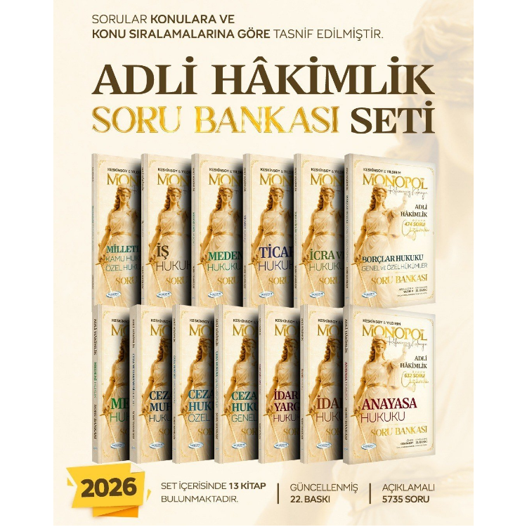 Adli Hakimlik Soru Bankası Seti 22. Baskı Monopol Yayınları