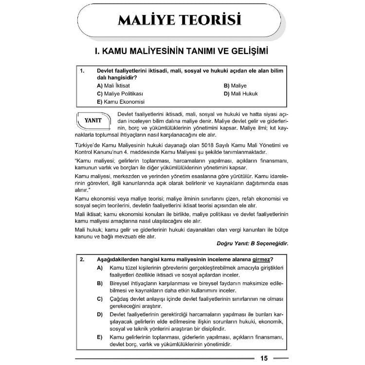 KPSS A Grubu Analiz Maliye Soru Bankası Çözümlü 8. Baskı - Özgür Şahan Monopol Yayınları