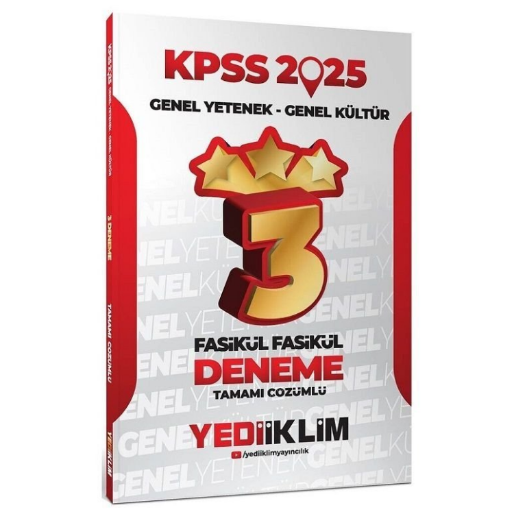 2025 KPSS Genel Yetenek Genel Kültür Tamamı Çözümlü Fasikül Fasikül 3 Yıldız Deneme Yediiklim Yayınları