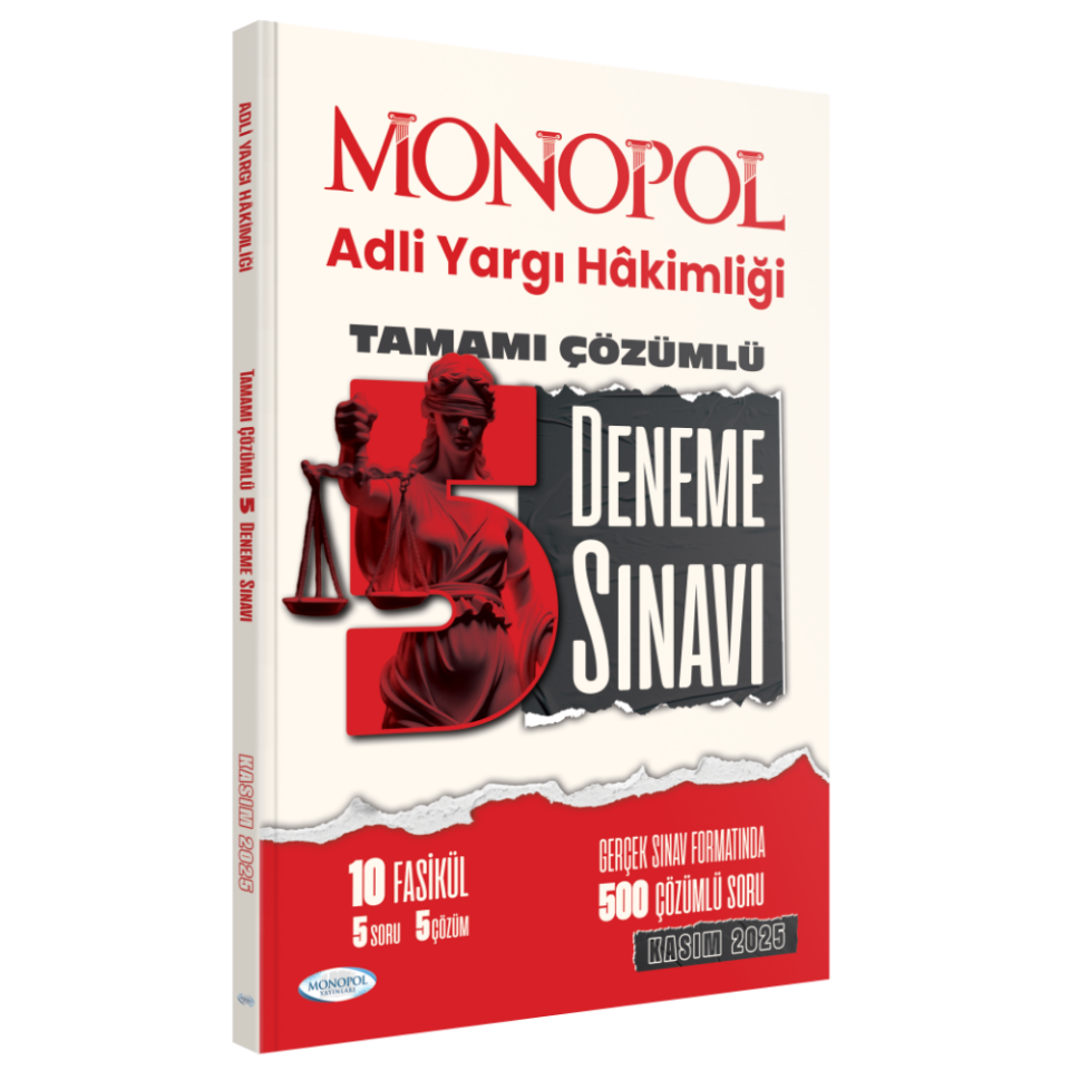 2025 Adli Yargı Hakimliği Tamamı Çözümlü 5 Deneme Sınavı Monopol Yayınları