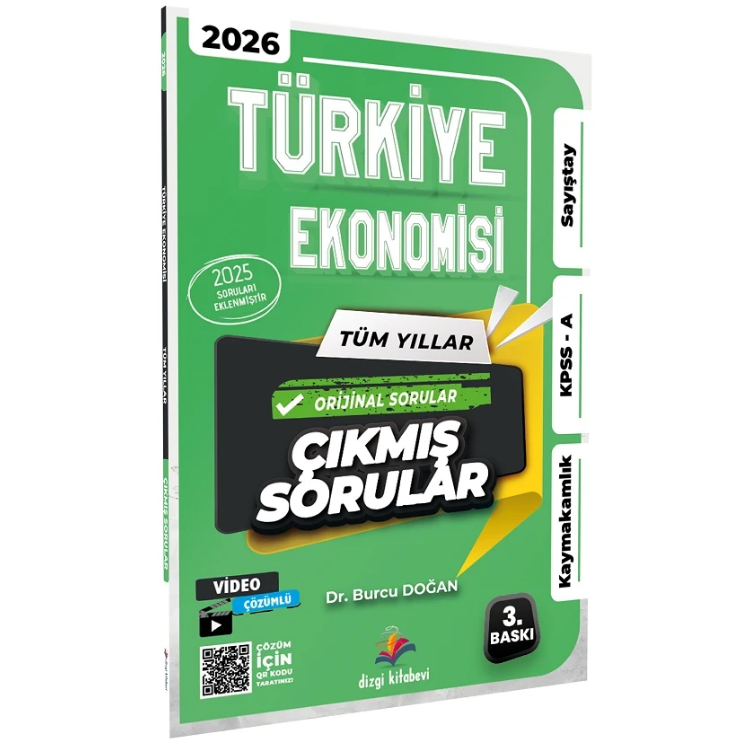 2026 Türkiye Ekonomisi Kaymakamlık KPSS A Sayıştay Tüm Yıllar Tamamı Video Çözümlü Çıkmış Sorular Dr. Burcu Doğan- Dizgi Kitap Yayınları