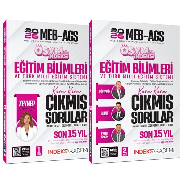 2026 MEB-AGS Eğitim Bilimleri ve Türk Milli Eğitim Sistemi ÖSYM nin İndeksi Çıkmış Sorular Son 15 Yıl Çözümlü Set - Zeynep Salman İçli İndeks Akademi Yayıncılık
